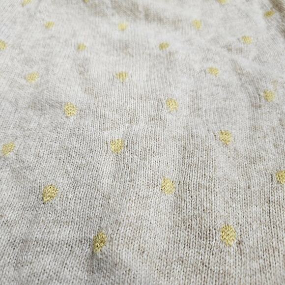 Moth Women Hooded Zip Wool Blend Cardigan Sweater Tan Yellow Dots Large Ruffle - Picture 4 of 9